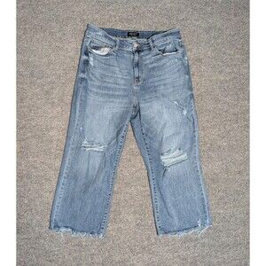 Judy Blue Wide Leg Jeans Womens 16W Plus Size Distressed Denim